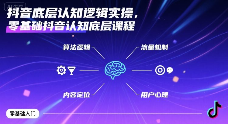 抖音底层认知逻辑实操，零基础抖音认知底层课程-第一资源网