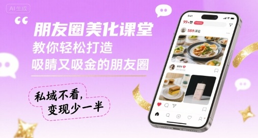 朋友圈美化课堂，教你轻松打造，吸睛又吸金的朋友圈，私域不看，变现少一半-第一资源网