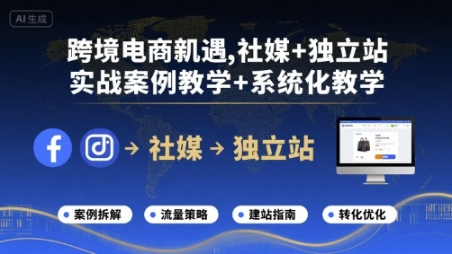 跨境电商新机遇，社媒+独立站，实战案例教学+系统化教学-第一资源网