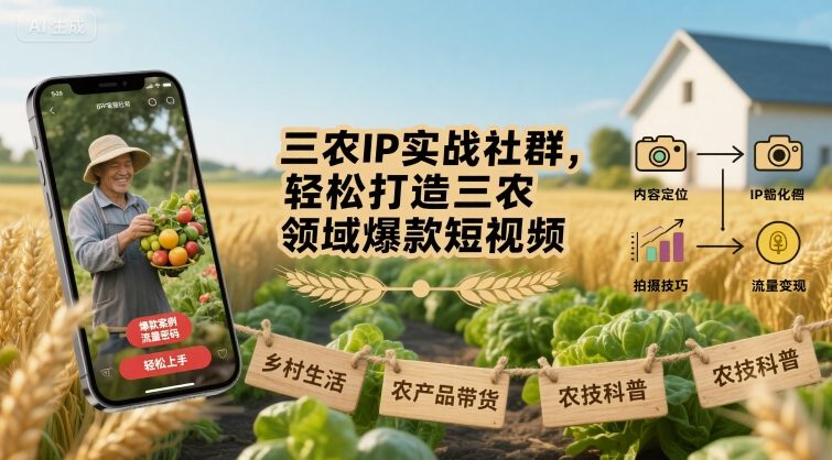 三农IP实战社群，轻松打造三农领域爆款短视频-第一资源网