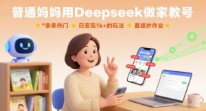 普通妈妈用Deepseek做家教号,条条热门,日变现1k+的玩法,直接抄作业-第一资源网