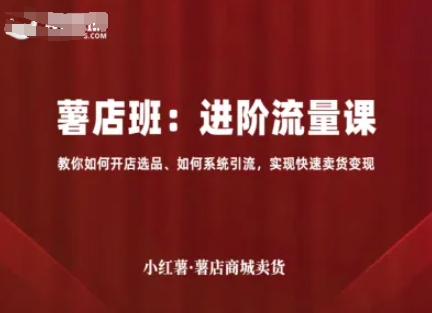小红薯薯店商城卖货，进阶流量课，教你如何开店选品、如何系统引流，实现快速卖货变现-第一资源网